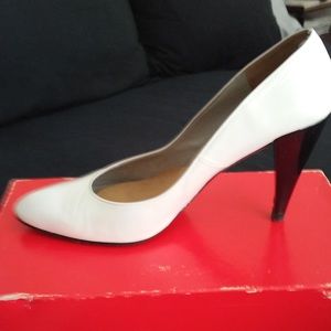 Charles Jourdan white leather pumps
